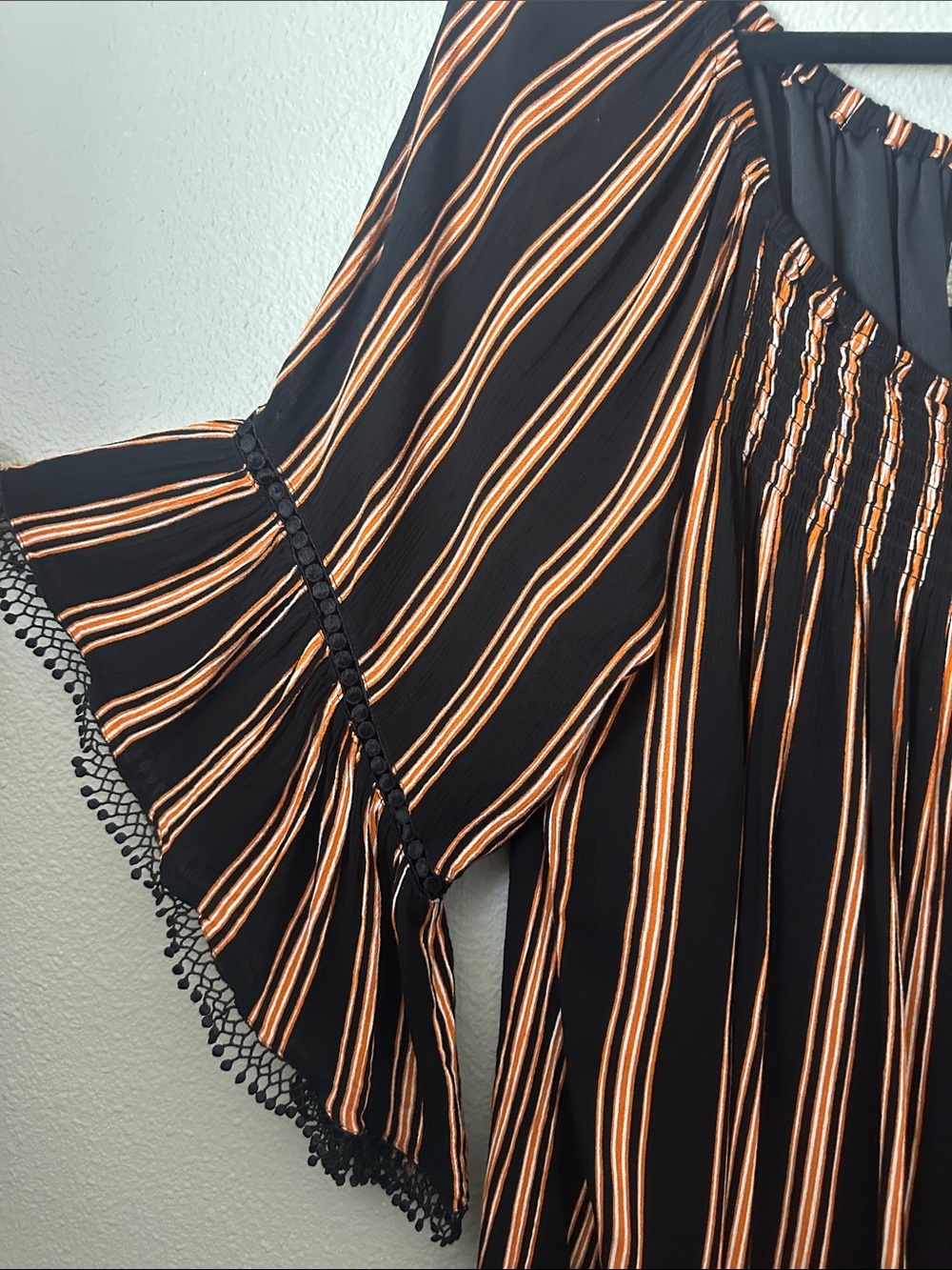 Fall Colors Tunic 3x Orange Black White Stripes Peasant Style - Picture 5 of 12